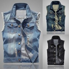 Gilet uomo denim strappato
