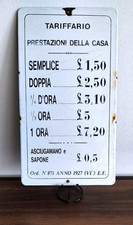 Italia - Targa Smaltata - Lista Dei Prezzi Di Una Casa Chiusa