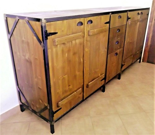 Credenza legno metallo - legno,
