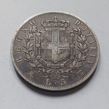 Moneta Silver 5 Lire 1874