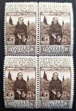 Italia Regno 1926 MNH quartina S. Francesco 5 lire + 2,50 bruno Sass 196