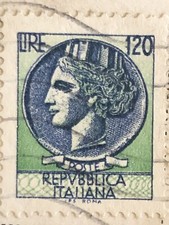 francobollo Serie Turrita Siciliana Siracusana Da 120 Lire.