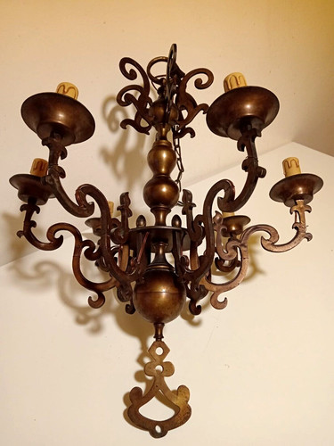 Lampadario ottone vintage sei - lampadario,