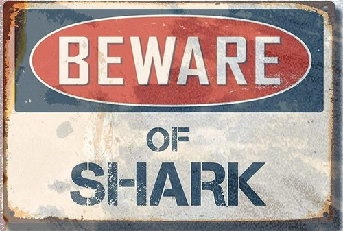 Targa beware shark - targa, stampa