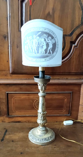 Candeliere antico legno - candeliere, dorato
