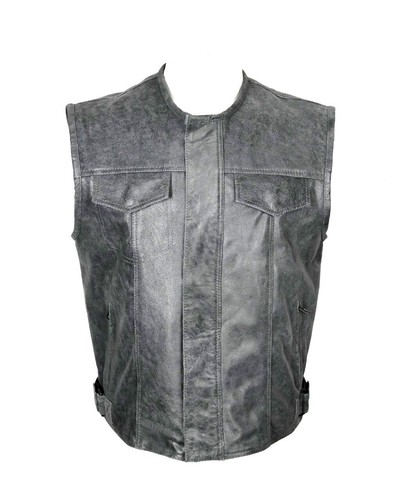 Gilet moto pelle grigia - gilet, da