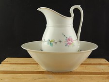 ANTICO 1800 ART NOUVEAU CATINO BROCCA PORCELLANA GINORI DOCCIA GHIRLANDA ROSE