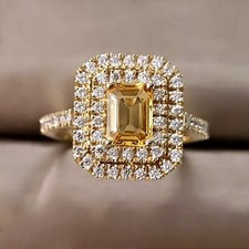 Anello ZAFFIRO GIALLO naturale 1,14 CT e doppio giro DIAMANTI oro GIALLO 18 kt