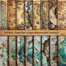 30 Fogli Vecchie Mappe Carta Scrapbooking, Carta per Decoupage, Cartas Decorativ