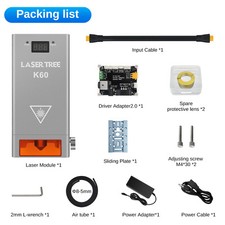 LASERTREE K60 Testa Modulo Laser 60W Potenza Ottica per Strumento di Taglio Incisione Fai da Te