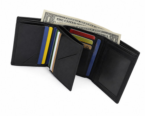 Black leather men wallet - black,