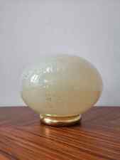 Vintage 70s Oval Table Lamp in Yellow MURANO Glass with Silver Leaf Decoration