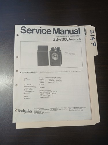 Technics 7000a manuale di - sb,