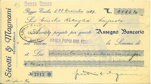 Assegno bancario int - assegno,