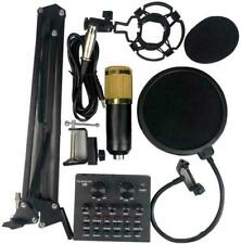 BM-800 MICROFONO CONDENSATORE PER CANTO + V8 SCHEDA AUDIO PC KARAOKE STREAMING