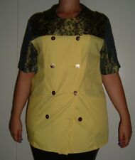 CAMICIA CAMICETTA BLUSA DONNA GIALLO BLU L LEGGI LE MISURE TAGLIE FORTI