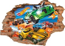 Hot Wheels Toys Cars Bambini Ragazzi 3D Rotto Parete Vista Adesivo Poster Murale Z 6-78