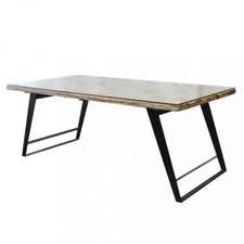 DecHome Tavolo Matt in Legno e Vetro Rettangolare 200 X 100 cm Naturale MO807223