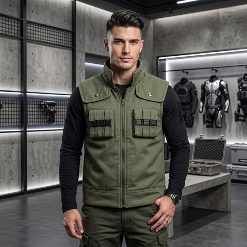 Gilet uomo verde oliva tattico