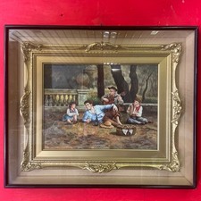 quadro dipinto ad olio su tavola classico con cornice in stile antico napoletano