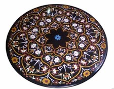 36 " Marmo Nero Centro Table Top Pietra Dura Inserto Casa e Giardino Decorazione