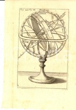 1820 ca ASTRONOMIA Sfera armillare - Stampa antica 12x18 cm Fig. VII