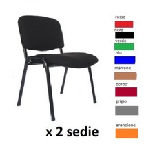 2 pz Sedia da Ufficio Fissa NUOVE da Conferenza Sala Attesa Riunione Convegni 