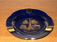 Piattino IMPERIA LIMOGES porcellana Blu Cobalto decorato in vero Oro 24K