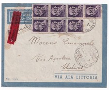1946 - 1 L. AMG-VG BLOCCO DI SETTE SU LETTERA EPRESSO PER UDINE