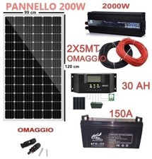 Kit Fotovoltaico 2 KW Pwm Inverter 2000W Pannello 200W Regolatore Batteria 150AH