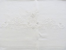 ANTICO LENZUOLO MATRIMONIALE COTONE RICAMATO A MANO PRIMO '900