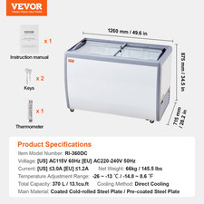 VEVOR 370L Vetrina Gelato