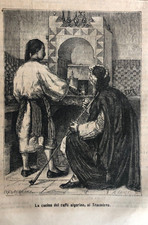 xilografia originale incisione stampa d'epoca 1878 Caffè Algerino Trocadero Expo