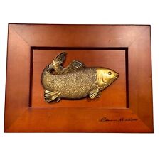 Portagioie in legno di acero comò uomo 3D salmone pesce coperchio Clarence A Wells Haida