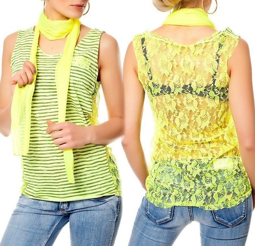 Canotta a righe neon - canotta,