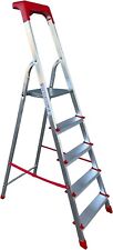 Scala Alluminio 5 Gradini  Uso Domestico Ultra Leggera con Ripiano Superiore
