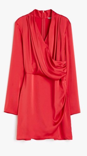 Abito rosso drappeggiato - h&m,