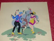 [ART-DECO FRANCESE 1925] GOUACHE A STAMPA Firmata ELBET Umorismo Superbo Raro