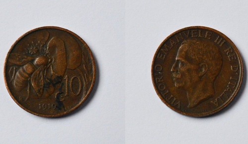 Centesimi italia 1919 r - 10,