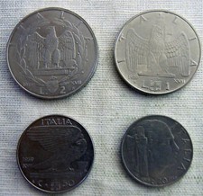 WW2 1939-1943 Set completo italiano 4 monete 1939 epoca fascit xvii