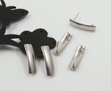 3coppie orecchini perni in acciaio inox  rettangolo 21x6mm colore platino