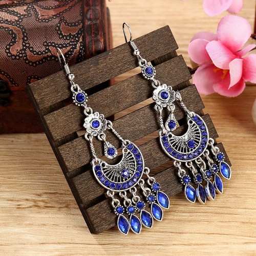Orecchini goccia strass blu - goccia,
