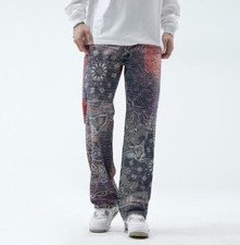 Jeans uomo blu floreale denim