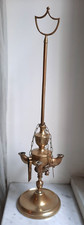 Lampada fiorentina ad olio in ottone, lucerna antica in ottone tre fiamme.