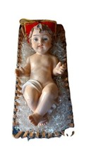 bambinello nella culla  occhi Dipinti inizio 900 H 25 Cm