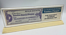 Insegna Pubblicitaria Vintage Autunitic American Express Travelers Check Bank