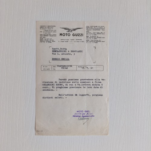 1961 moto guzzi - moto, contabilità