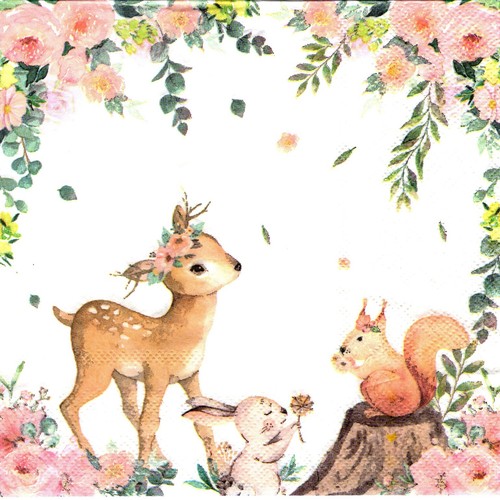 Serviettes papier animaux - en,
