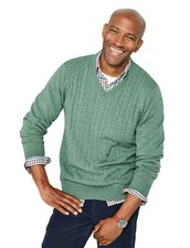 Cashmere Like V Neck Cable