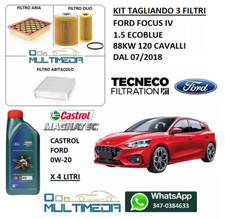 KIT TAGLIANDO FILTRI 4 LT DI CASTROL 0W20 FORD FOCUS IV 1.5 ECOBLUE 88KW 120 CV